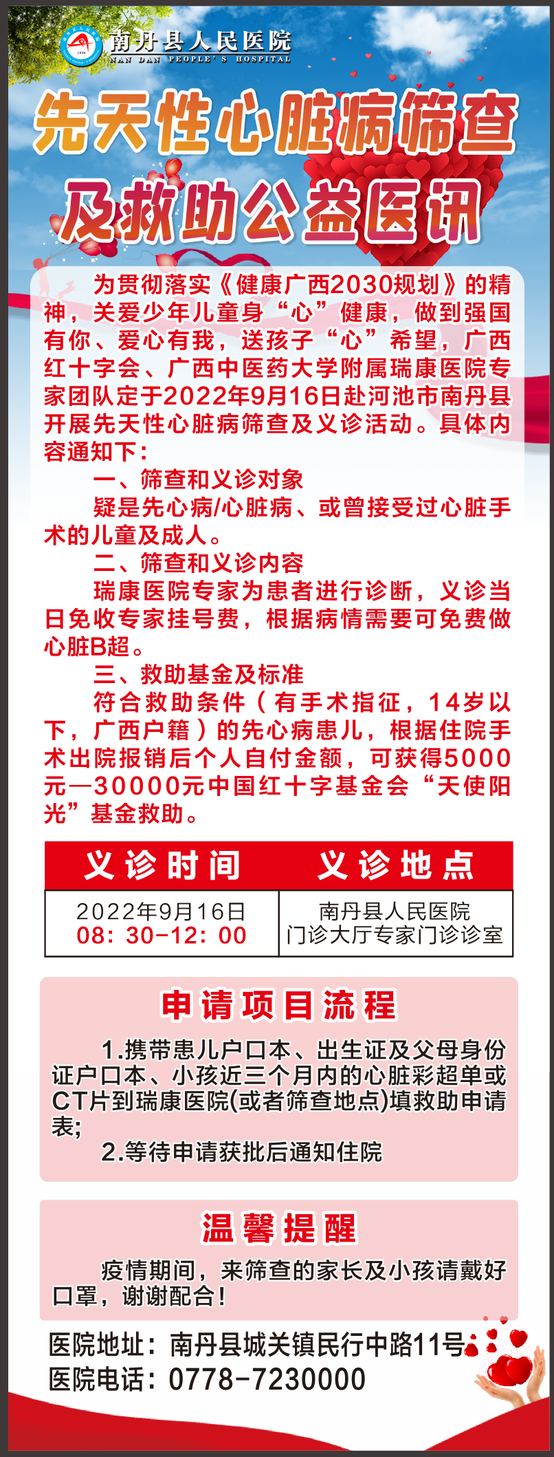 【医讯】先天性心脏病筛查及救助公益到南丹县人民医院了!